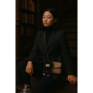 Demoo Parkchoonmoo Black Pinstripe Blazer Size 4, Wool Vintage Dark Academia